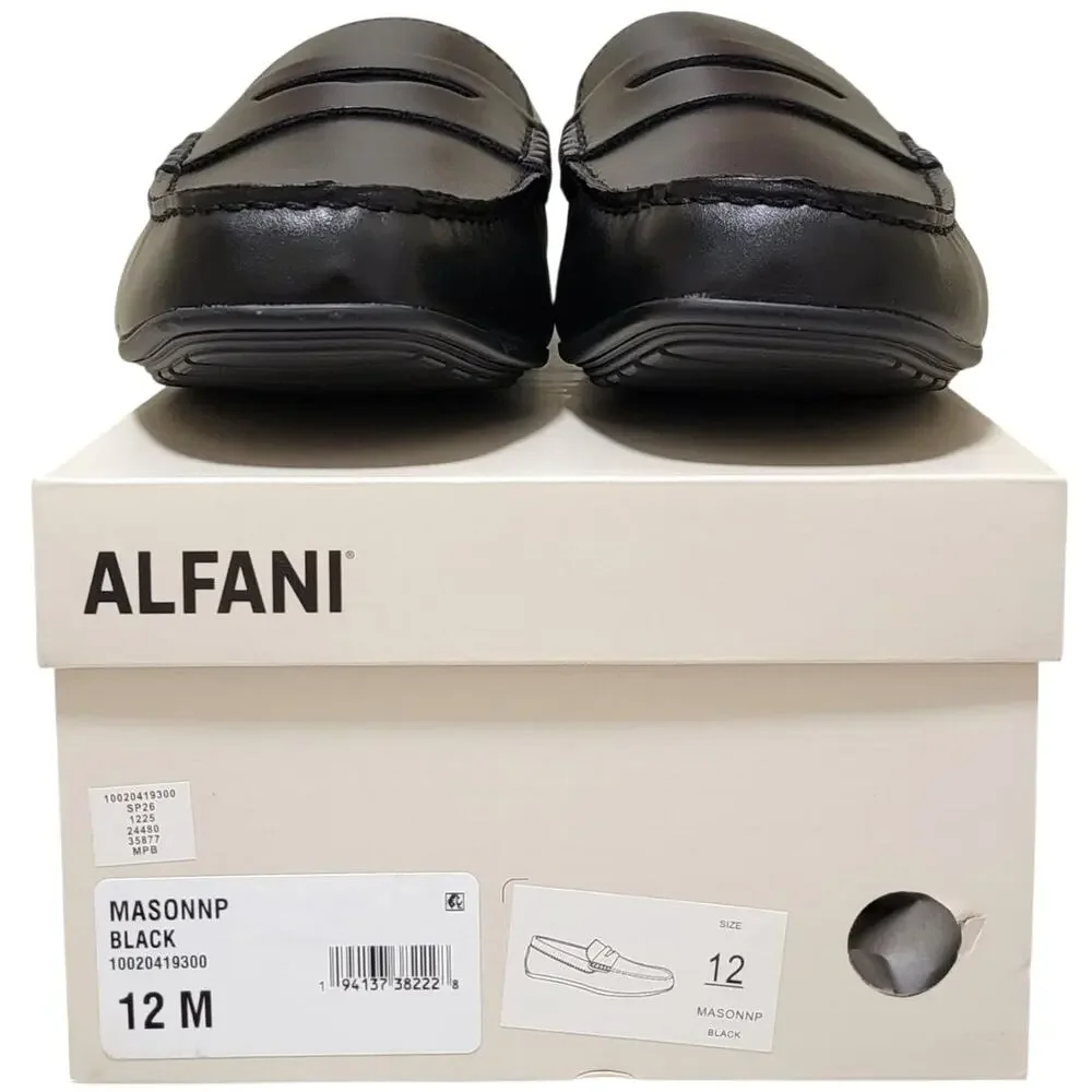Alfani Men Masonn Slip On Penny Driver Loafers Size US 12M Black Faux Leather